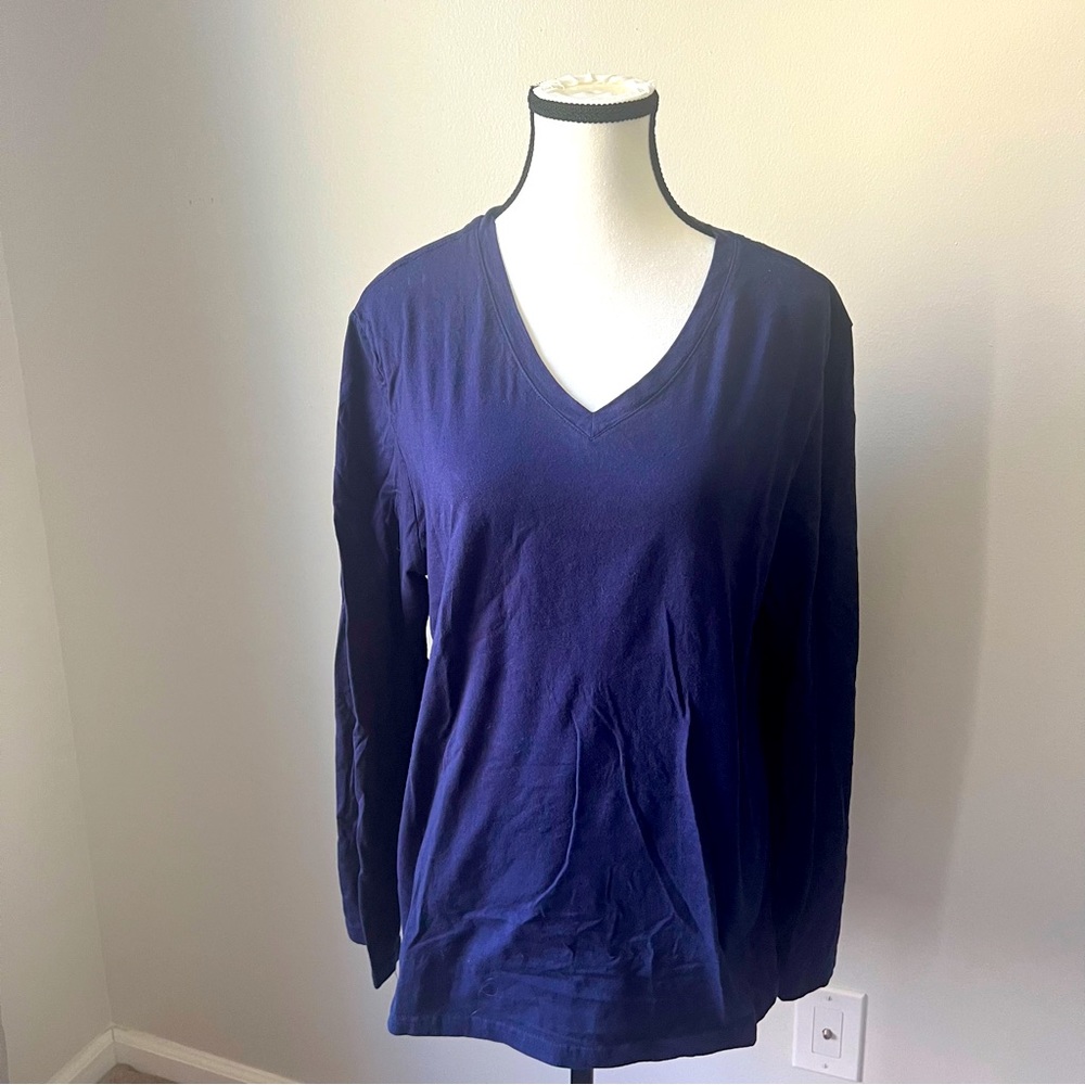 Faded Glory | Long Sleeve V Neck Shirt | XL | Navy Blue